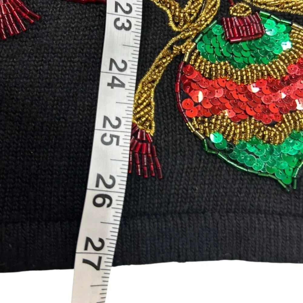 Vintage Karen Scott Black Silk Nylon Angora Lambswool Christmas Sweater‎ Size PL